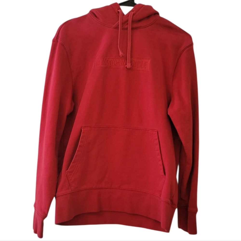 American Eagle 100% Cotton Red Long Sleeve Hoodie Size Small